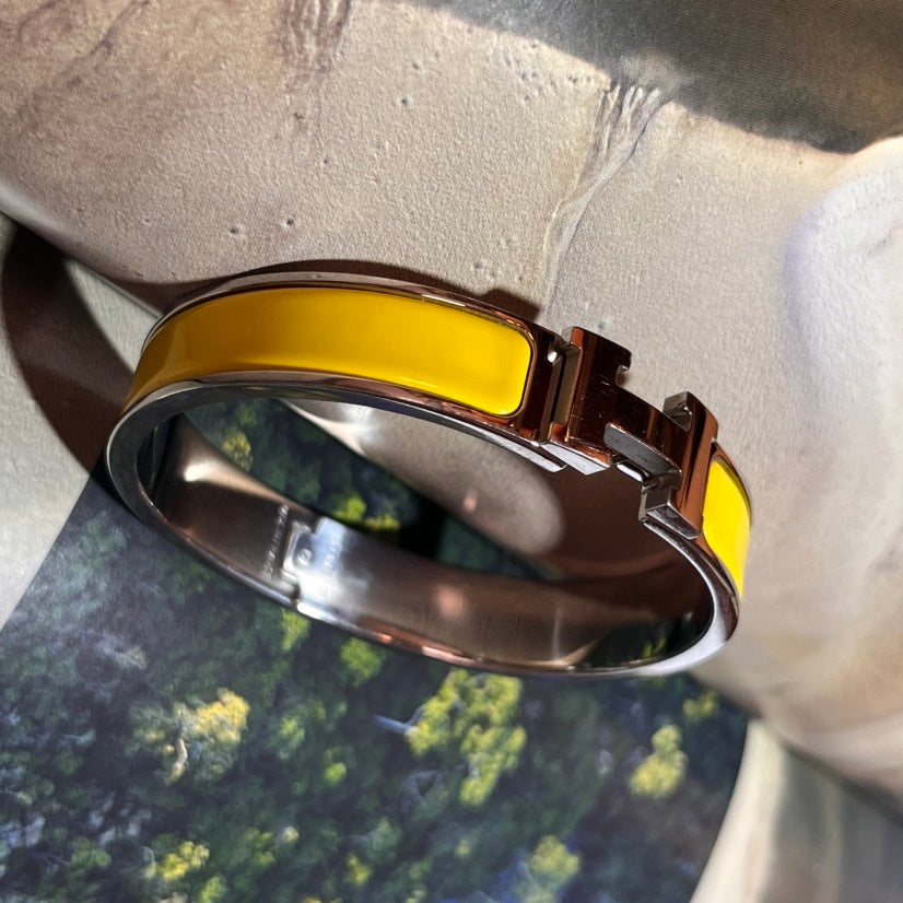 Hermes Clic H Bracelet Yellow Enamel Bangle