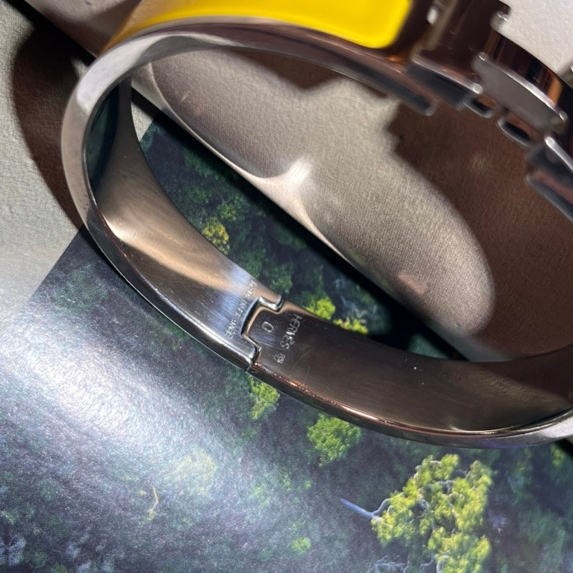 Hermes Clic H Bracelet Yellow Enamel Bangle