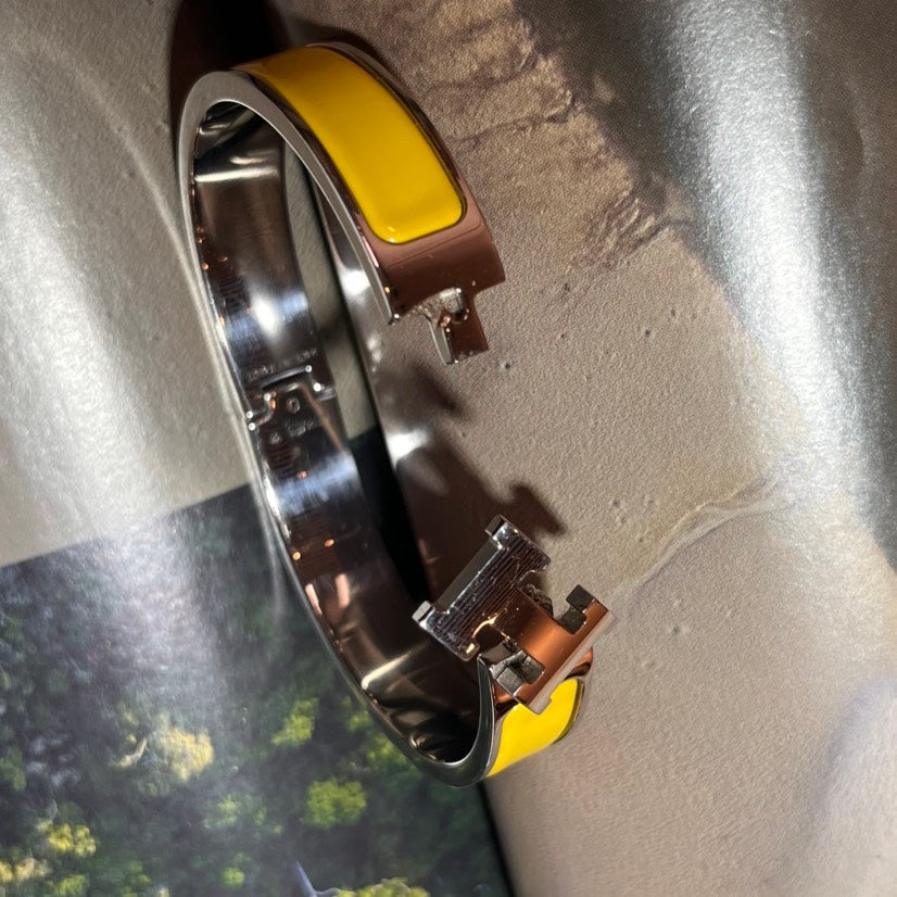 Hermes Clic H Bracelet Yellow Enamel Bangle