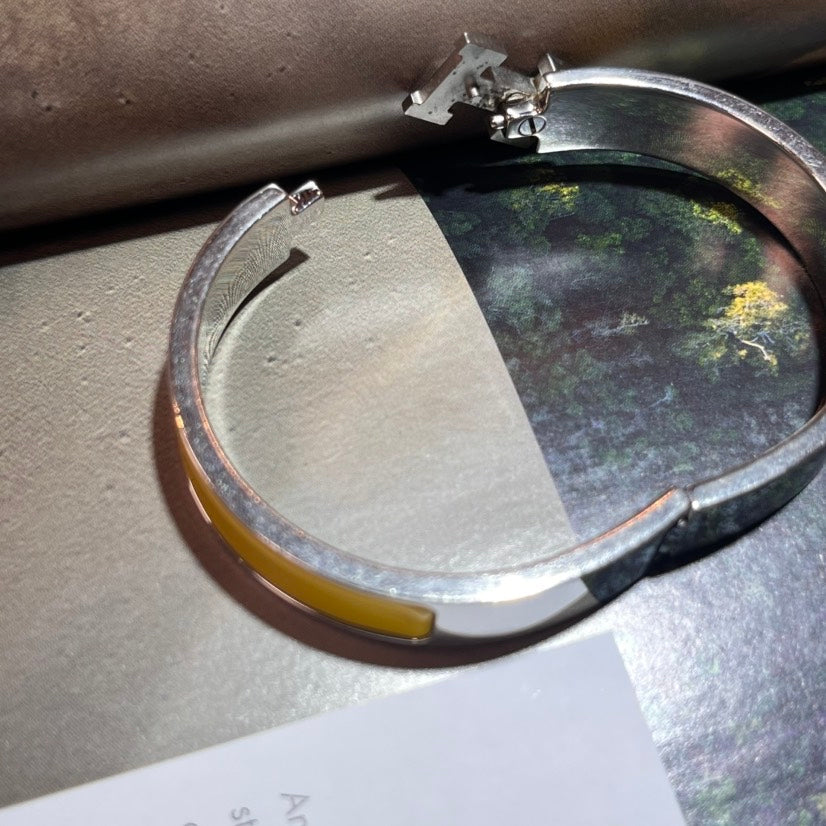 Hermes Clic H Bracelet Yellow Enamel Bangle