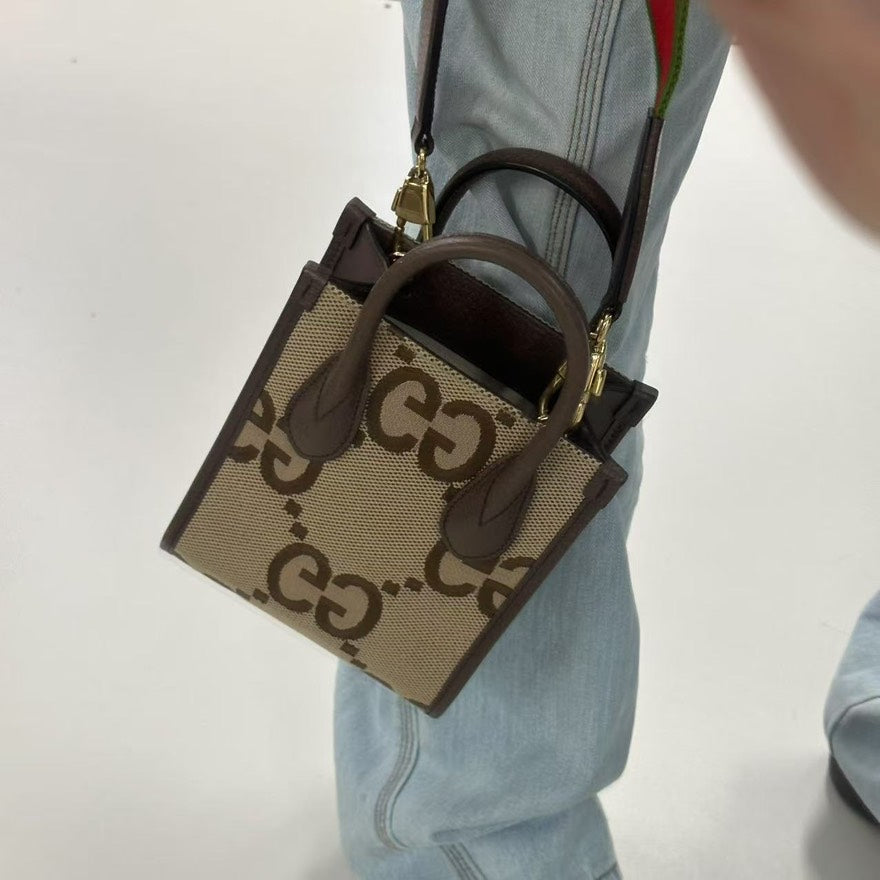 Gucci GG Supreme Mini Top Handle Bag Beige Canvas