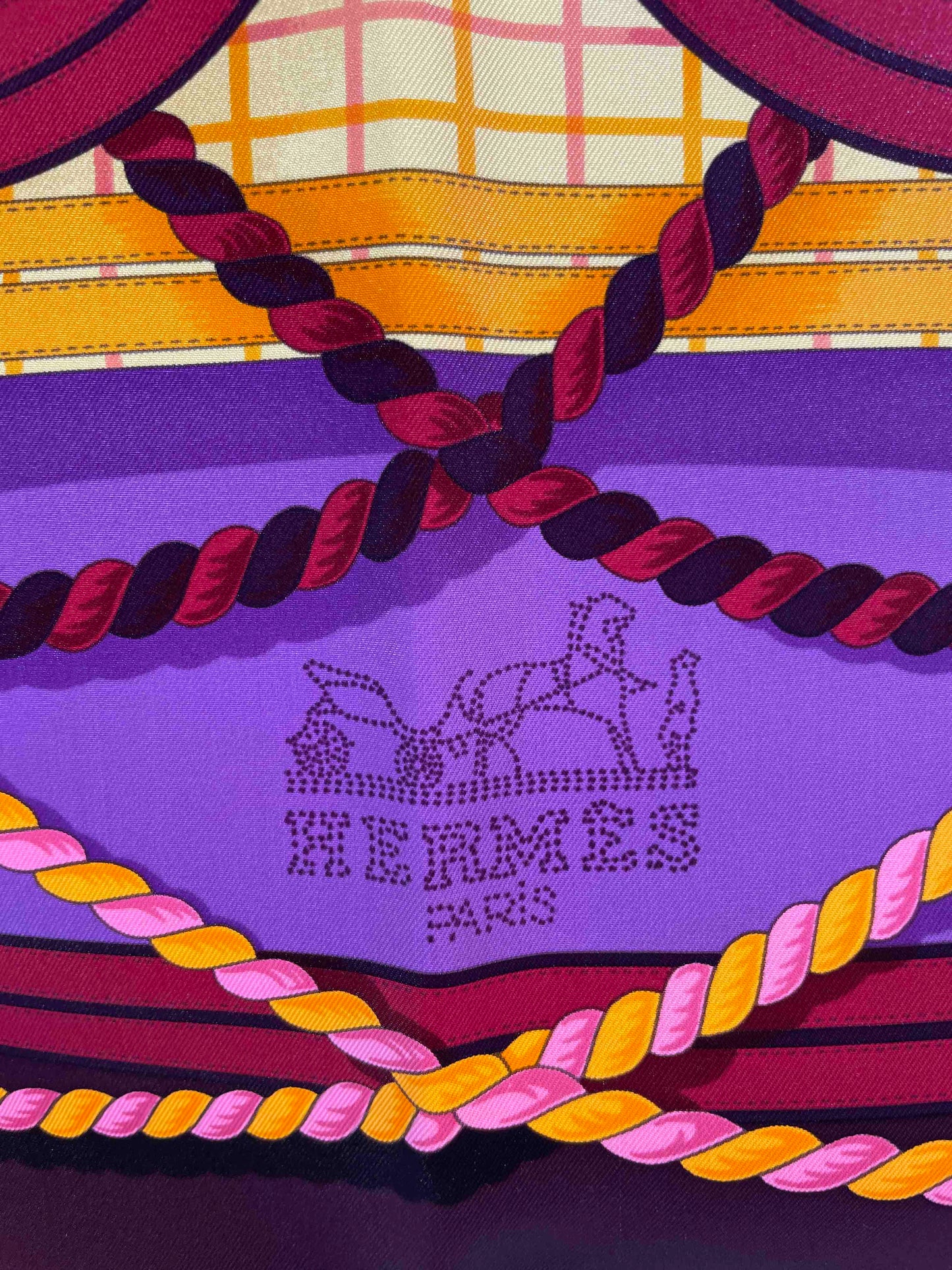 Hermes Grande Tenue Purple Silk Scarf