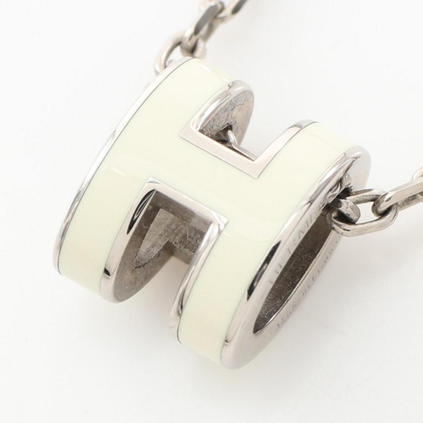 Hermes Mini Pop H Necklace Silver White Preloved Jewelry