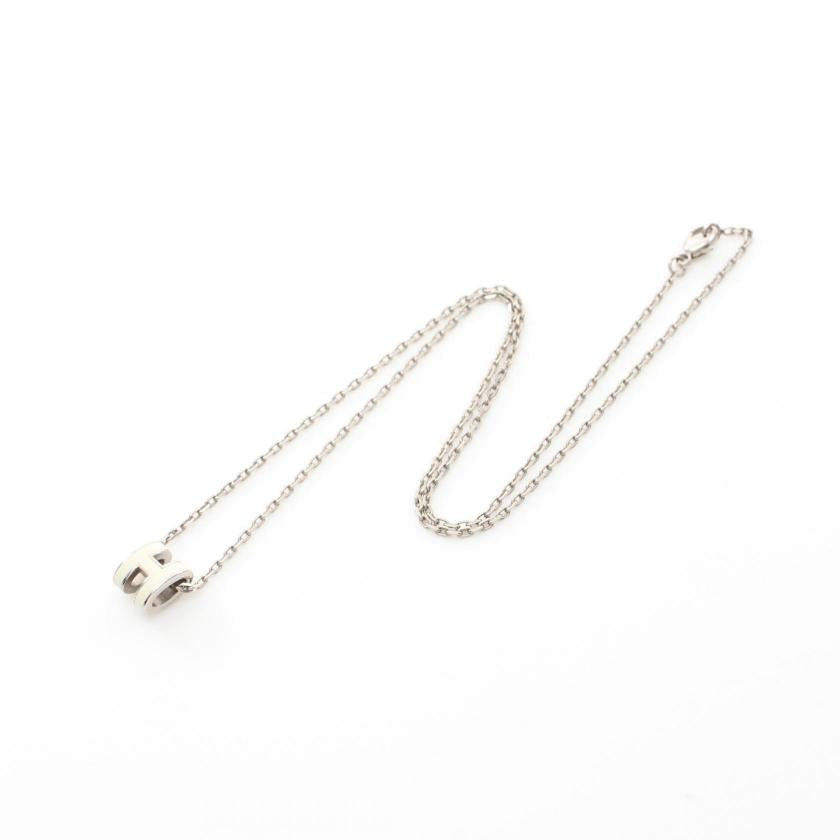 Hermes Mini Pop H Necklace Silver White Preloved Jewelry