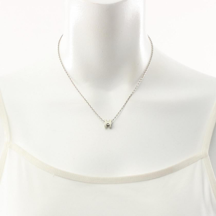 Hermes Mini Pop H Necklace Silver White Preloved Jewelry