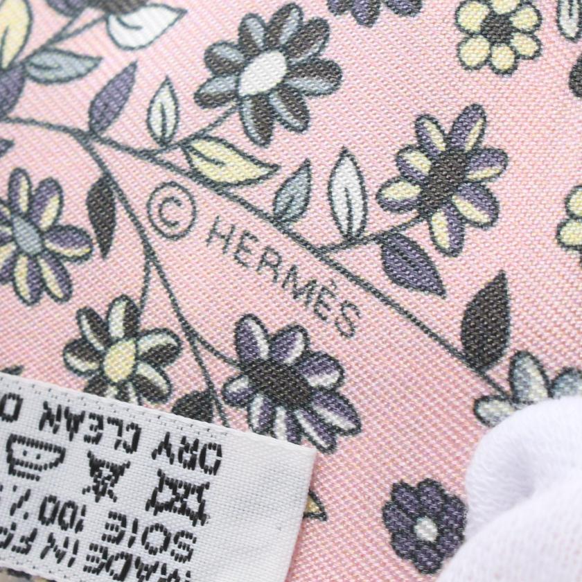 HERMES Twilly L Arbre De Vie Silk Ribbon Scarf Pink Multicolor 958813