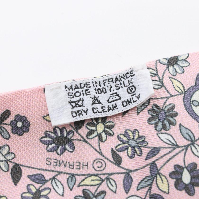 HERMES Twilly L Arbre De Vie Silk Ribbon Scarf Pink Multicolor 958813