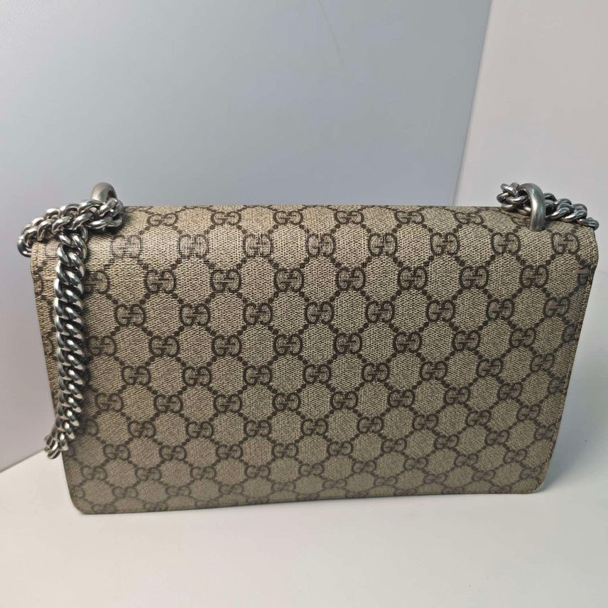 Gucci Dionysus MM Shoulder Bag Beige Canvas Preloved