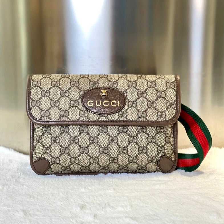 Gucci Beige GG Canvas Tiger Stripe Crossbody Bag