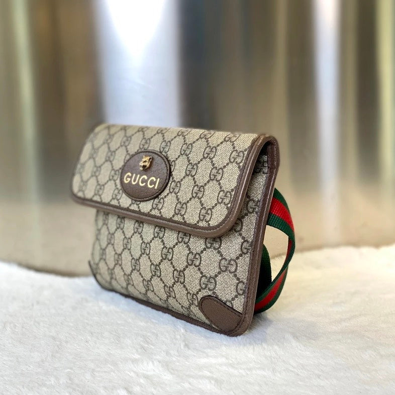Gucci Beige GG Canvas Tiger Stripe Crossbody Bag