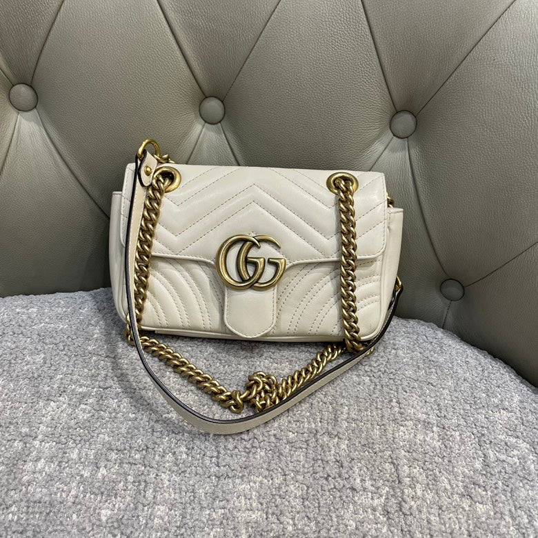 Gucci GG Marmont White Mini Shoulder Bag