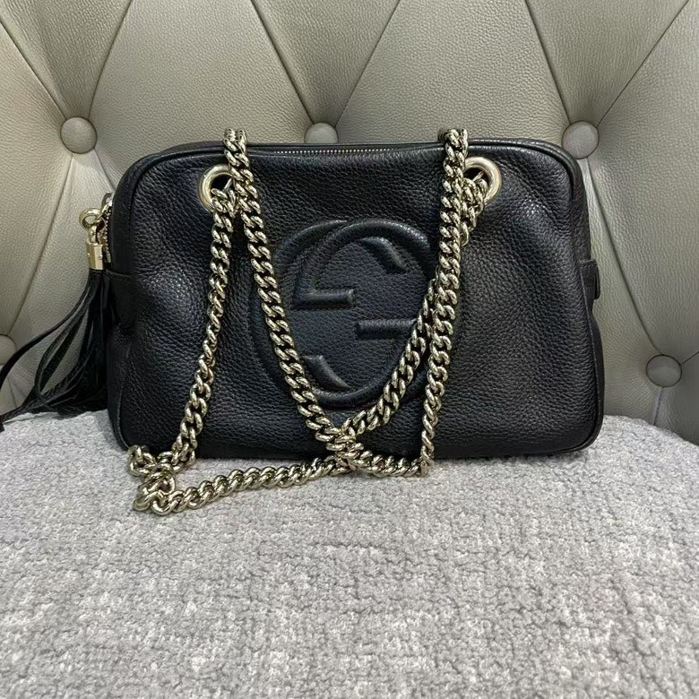 Gucci Soho Chain Shoulder Bag Black Leather