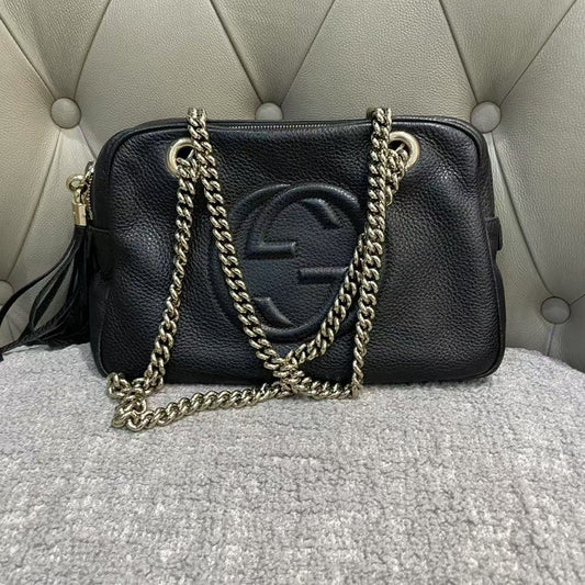Gucci Soho Chain Shoulder Bag Black Leather