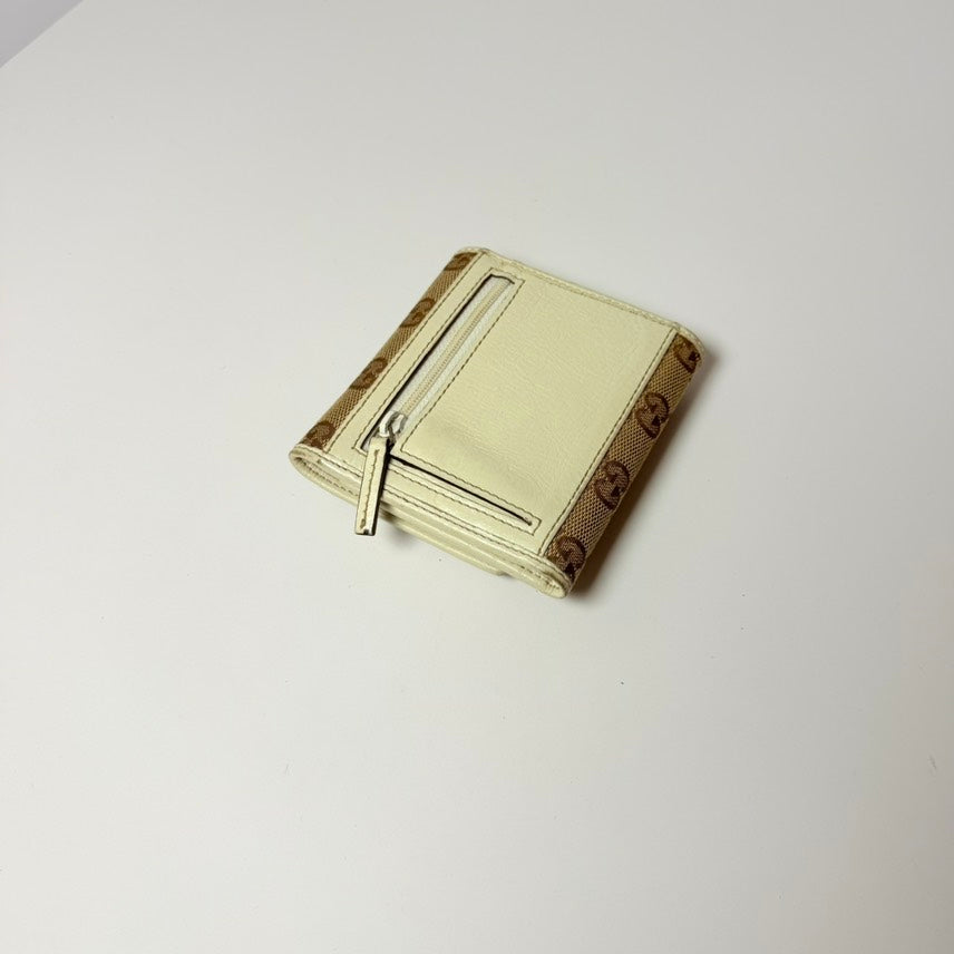 Gucci GG Monogram Beige Canvas Wallet with Heart Detail