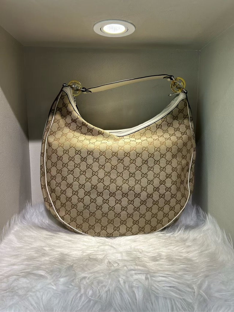 GUCCI GG Monogram Beige/Beige Hobo Bag - Pre-loved Designer Handbag