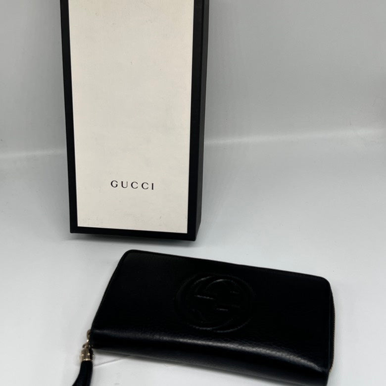 Gucci Preloved Leather Long Wallet 487 Black