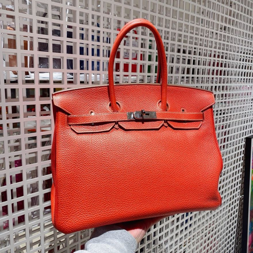 Hermes Birkin 35, Orange, Leather Handle Bag