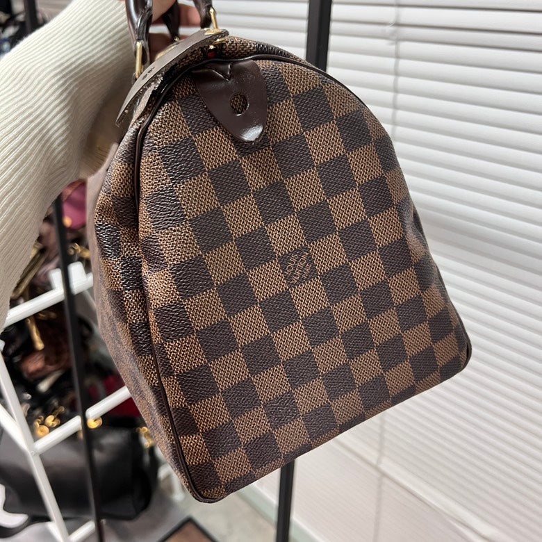 Louis Vuitton Damier Ebene Leather Speedy Bag in Brown - Preloved