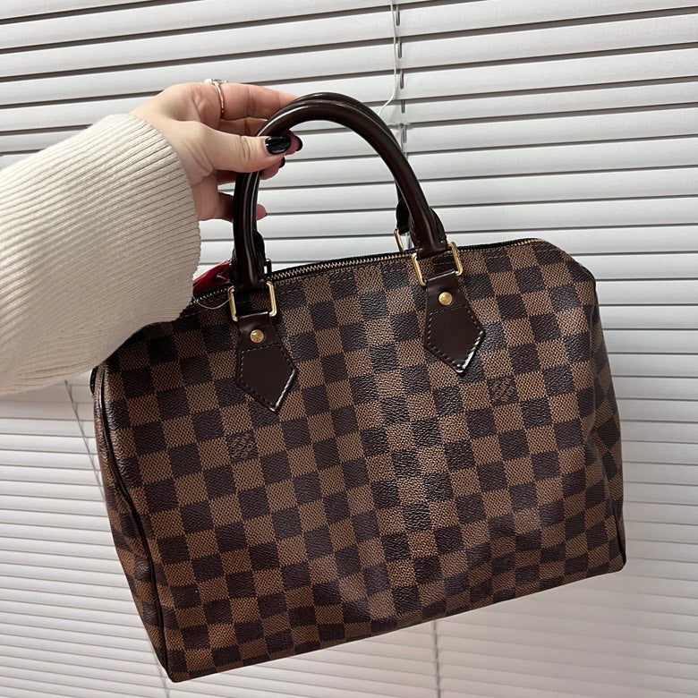 Louis Vuitton Damier Ebene Leather Speedy Bag in Brown - Preloved