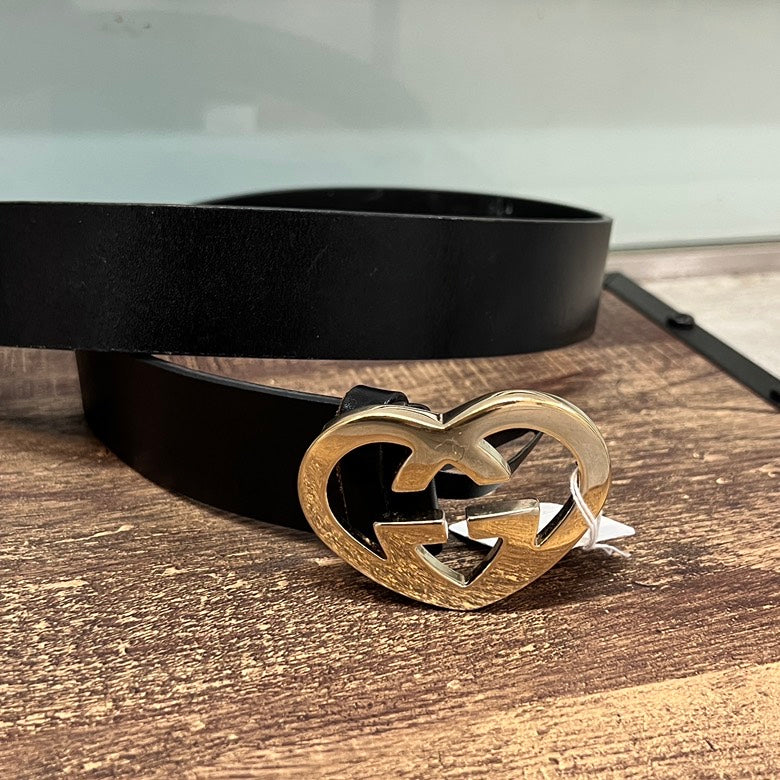 Gucci Heart Leather Belt Black