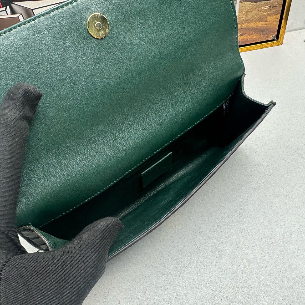 Gucci GG Marmont Green Crocodile Leather Wallet