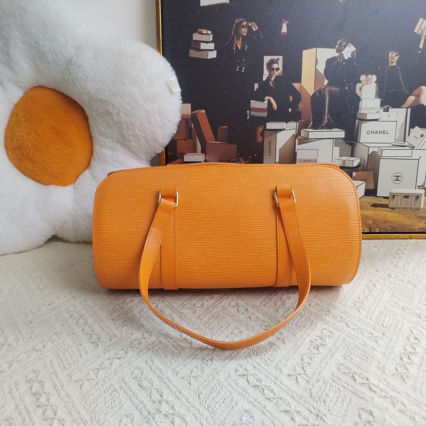 Louis Vuitton EPI Leather Papillon Orange Shoulder Bag