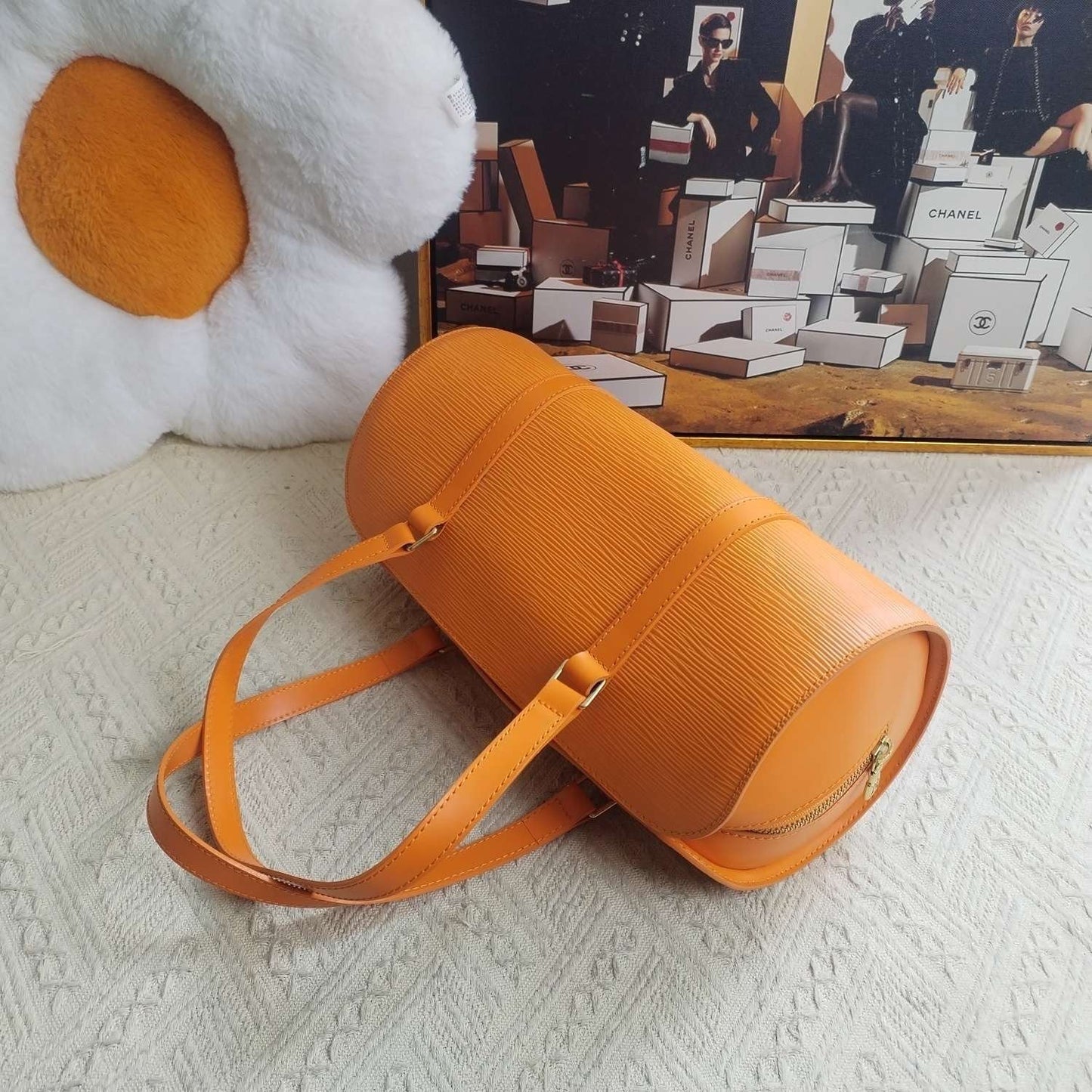 Louis Vuitton EPI Leather Papillon Orange Shoulder Bag