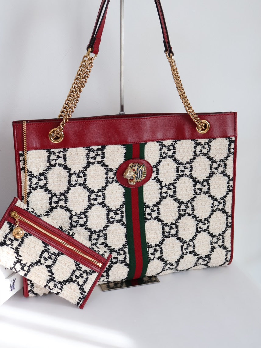 Gucci Rajah Tote Bag with Pouch in Red Leather - #8D