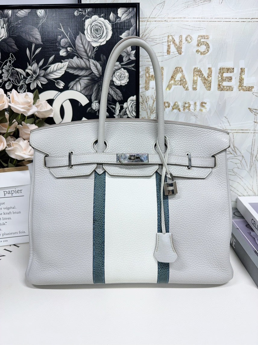 Hermes Birkin 35 Togo Special Leather White Top Handle Bag