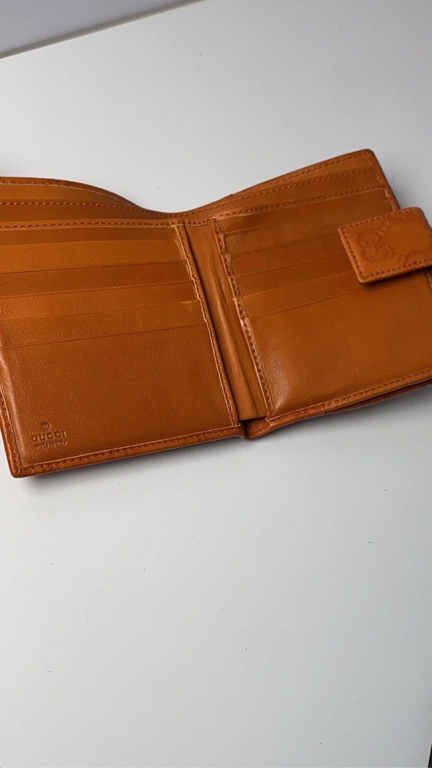 Gucci GG Marmont Foldable Wallet Orange Leather with Original Box