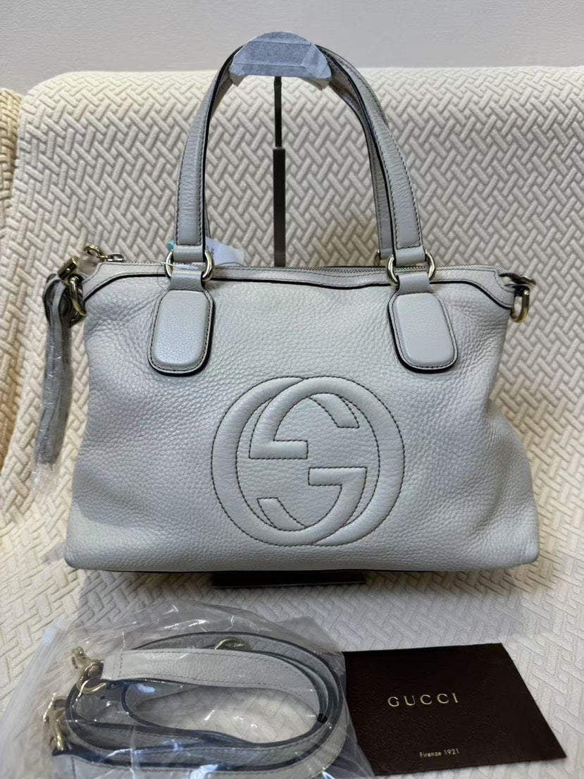 Gucci Soho White Leather Shoulder Bag