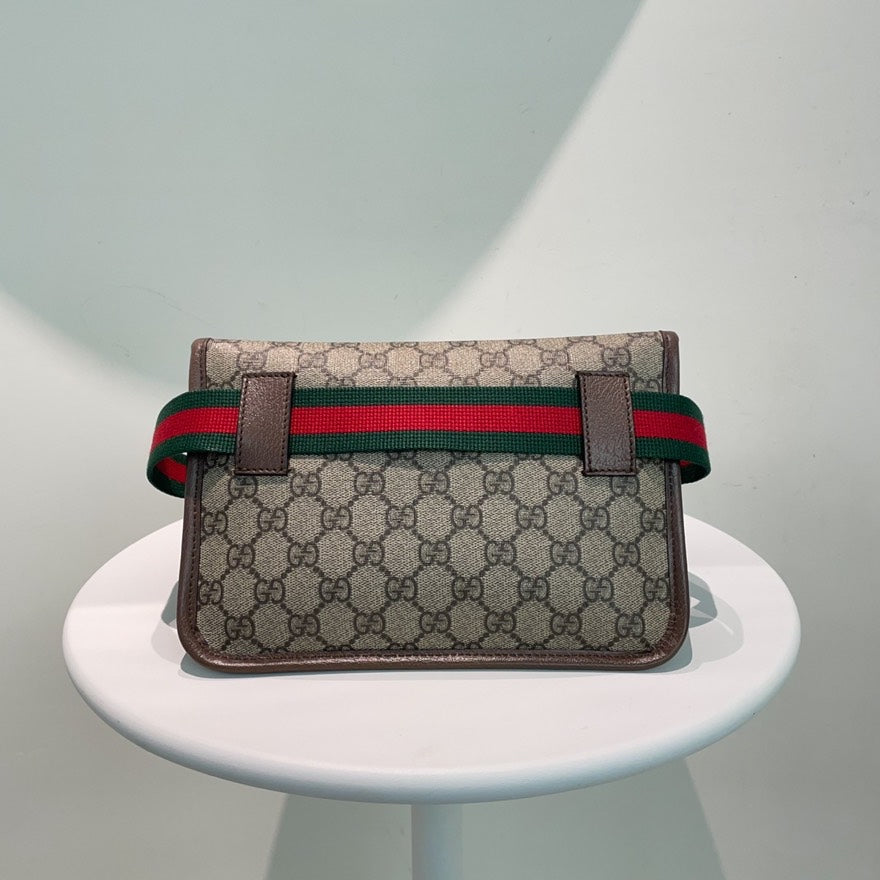 Gucci GG Supreme Beige and Ebony Canvas Bum Bag