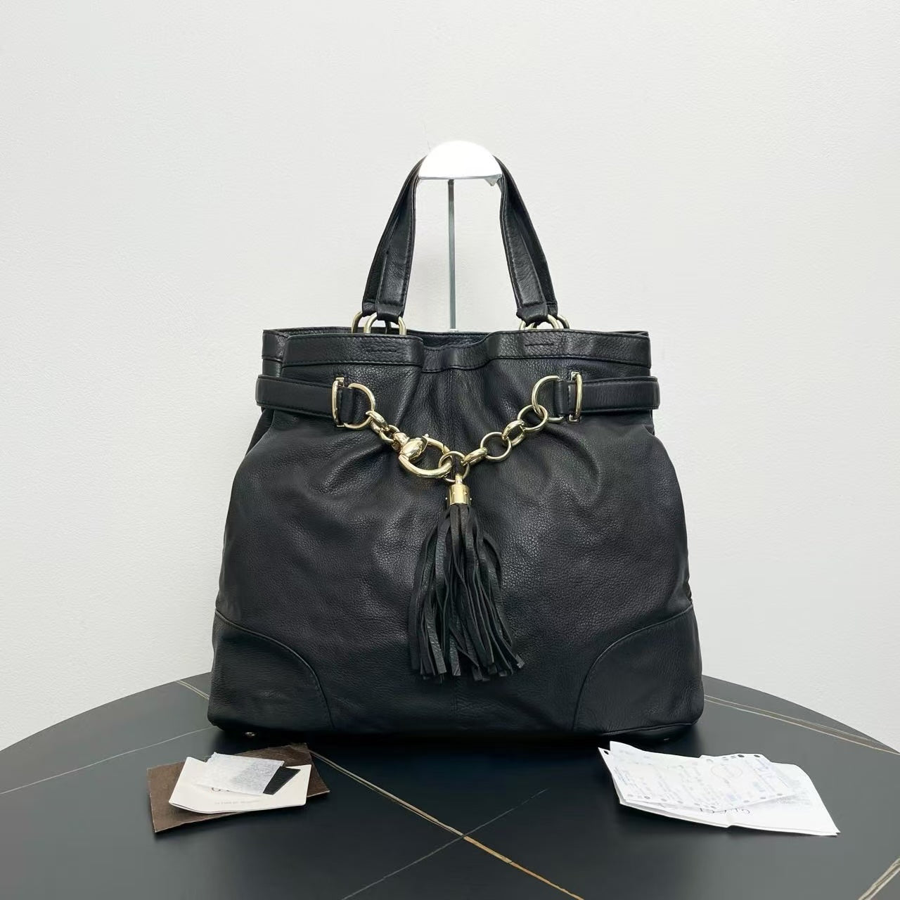 Gucci Black Leather Indy Tote Bag