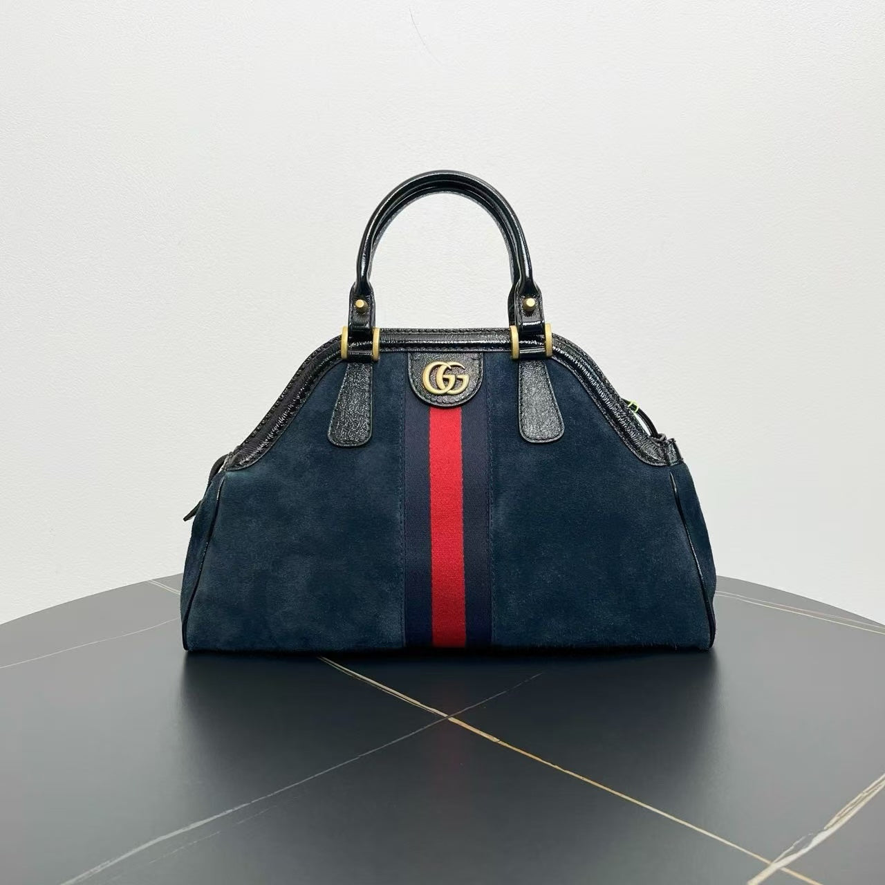 Gucci GG Marmont Suede Navy Tote Bag