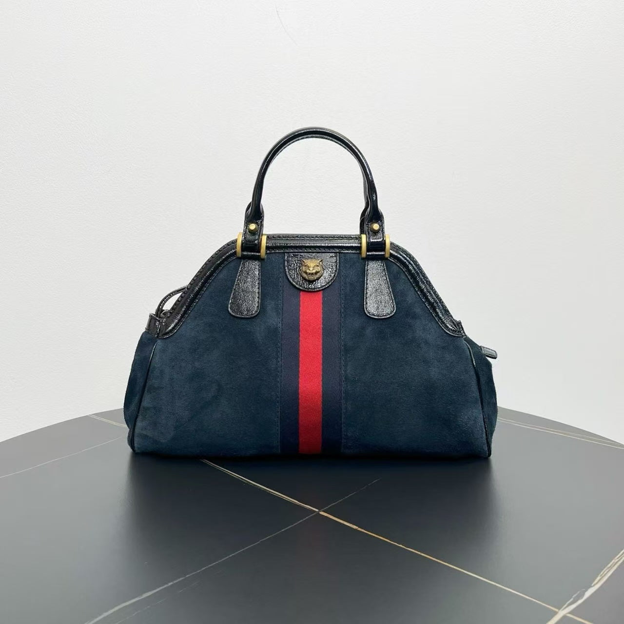 Gucci GG Marmont Suede Navy Tote Bag