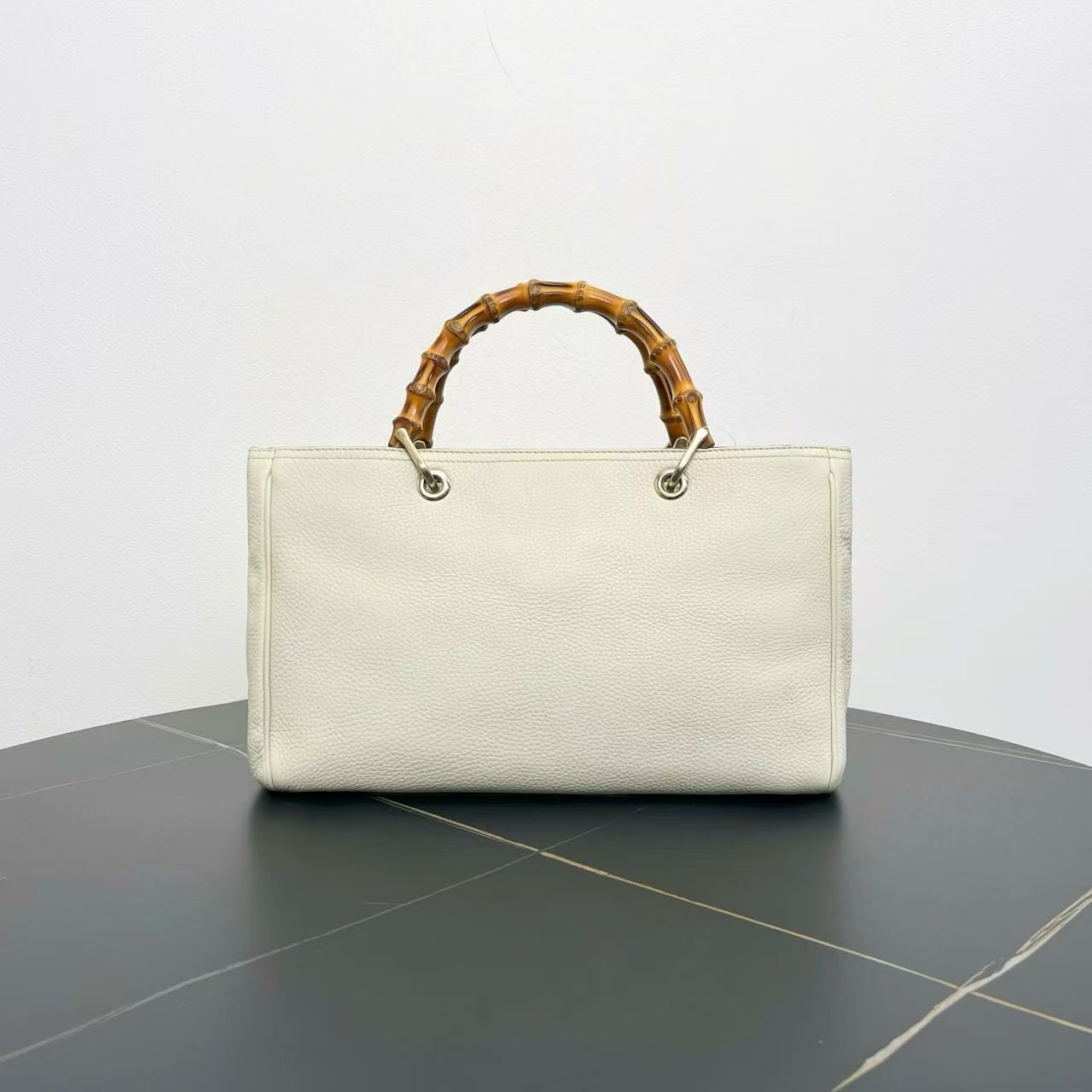 Gucci Preloved Bamboo Two-Way Bag Off-White Top Handle