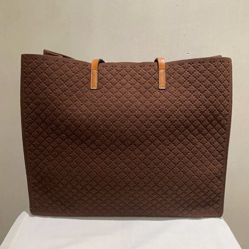 Gucci Brown Quilted Wool Large Tote Bag