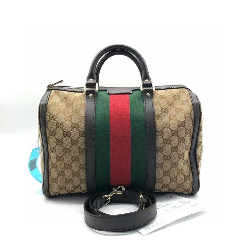 Gucci Preloved Two-Way Boston Bag Beige Satchel