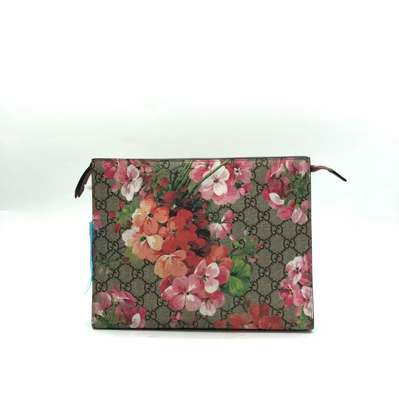 Gucci Preloved Flora Clutch Beige Brown Clutch