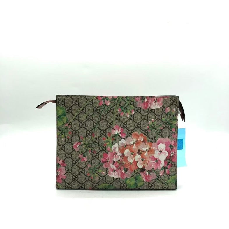 Gucci Preloved Flora Clutch Beige Brown Clutch