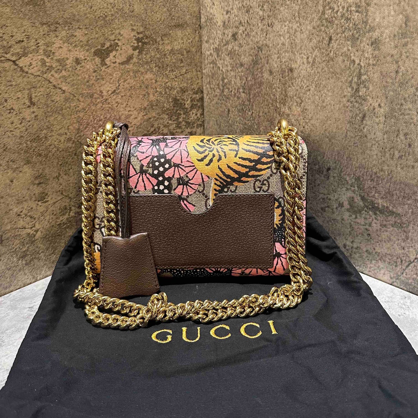 Gucci Padlock Shoulder Bag Beige Multicolor Leather