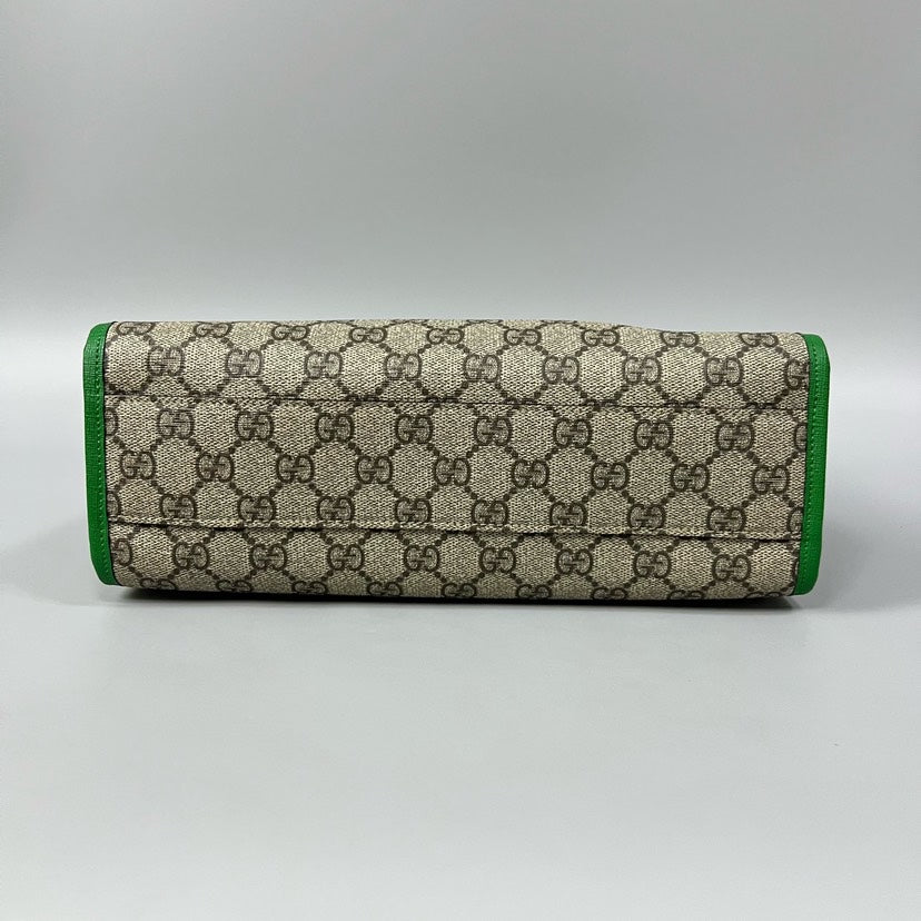 Gucci Kids GG Monogram Beige Green Tote Bag 28x25x10cm XJ10689