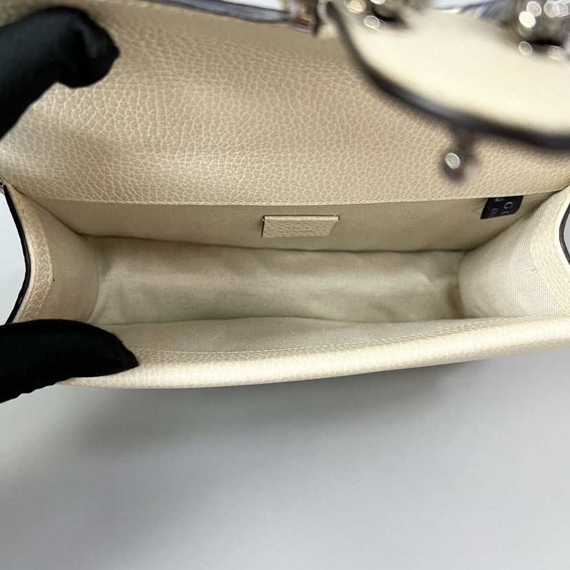 Gucci Dionysus Enamel Bag in Cream Leather - Preloved Shoulder Bag XJ10572