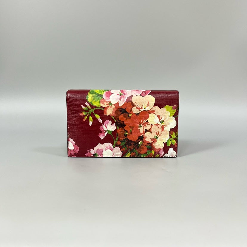 Gucci Flora Wallet on Chain in Red Leather - Preloved Designer Crossbody Bag