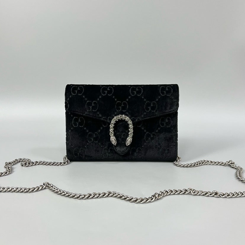 Gucci Dionysus Black Velvet WOC Crossbody Bag