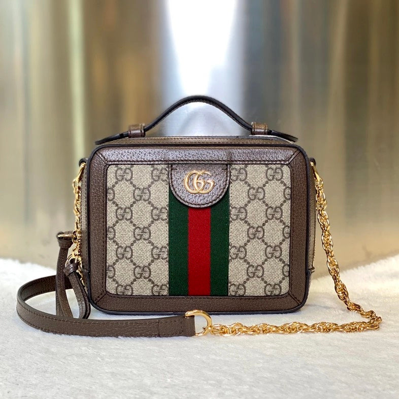 Gucci GG Supreme Crossbody Bag 9234 Brown Canvas Leather.