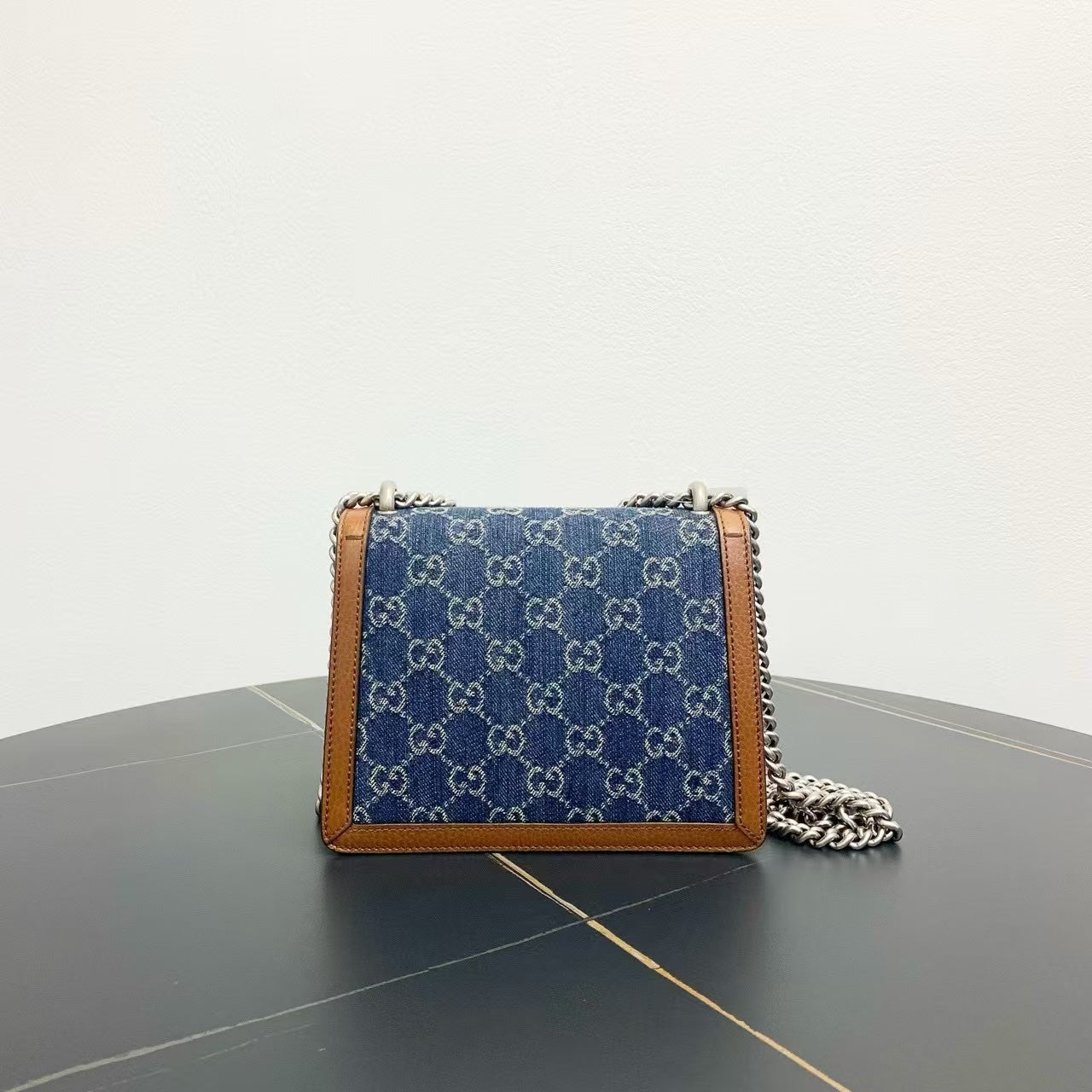 Gucci Dionysus Shoulder Bag in Denim Blue and Brown Leather