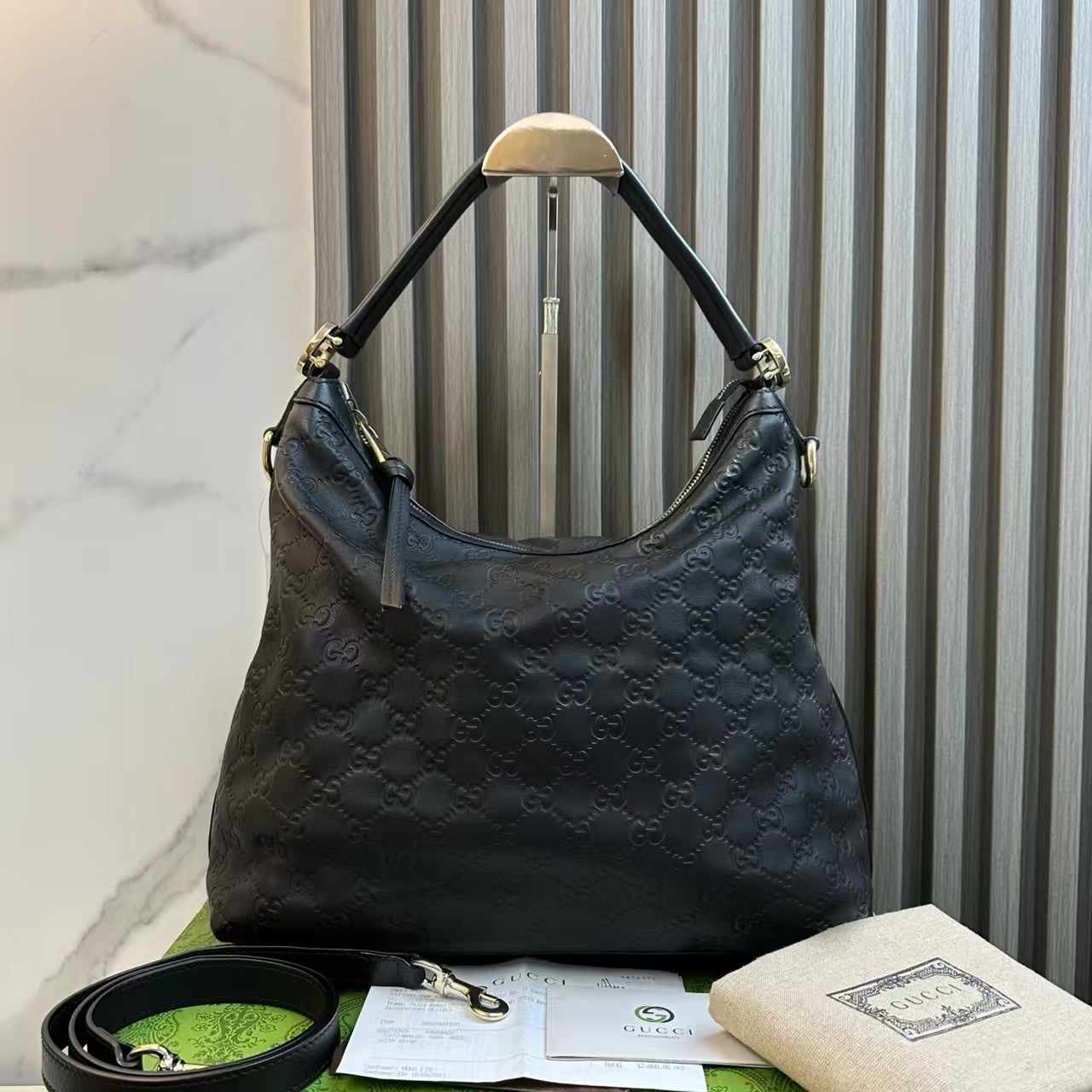 Gucci GG Imprimé Black Two-Way Shoulder Bag