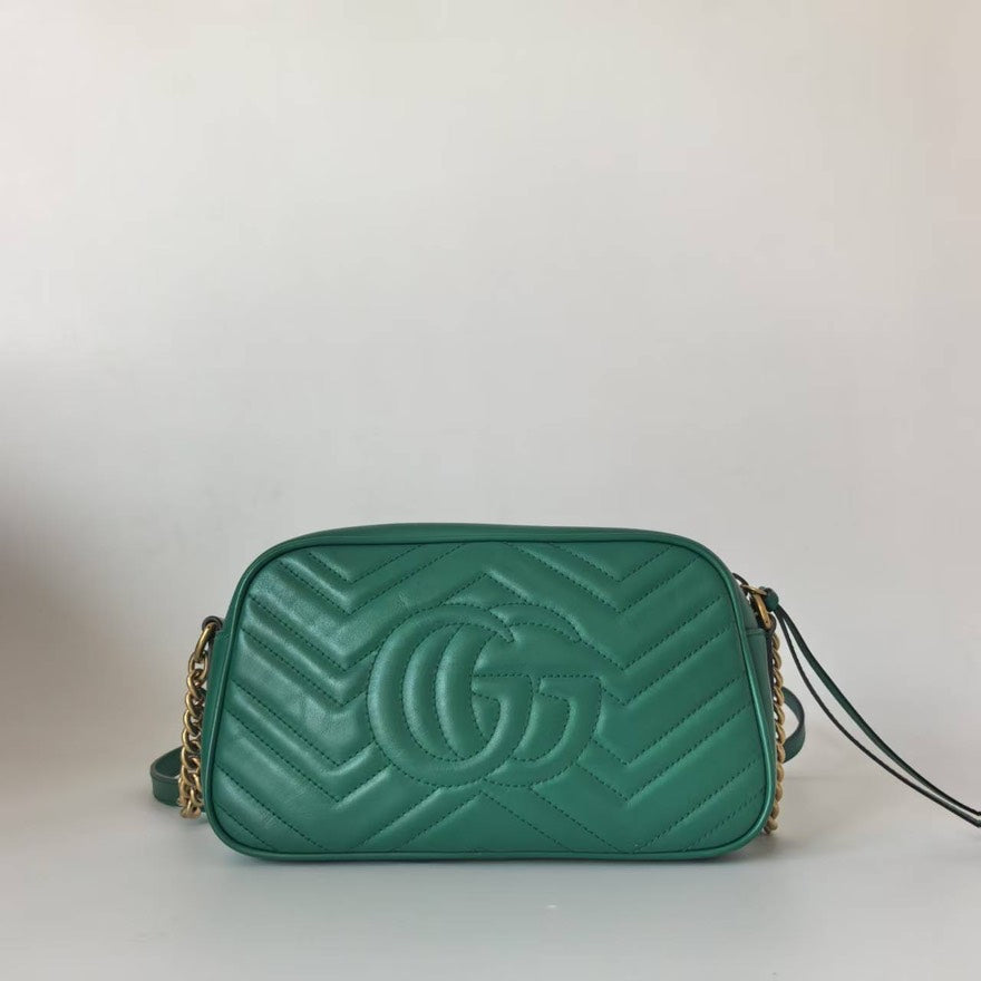Gucci Marmont Small Green Leather Camera Bag - Preloved