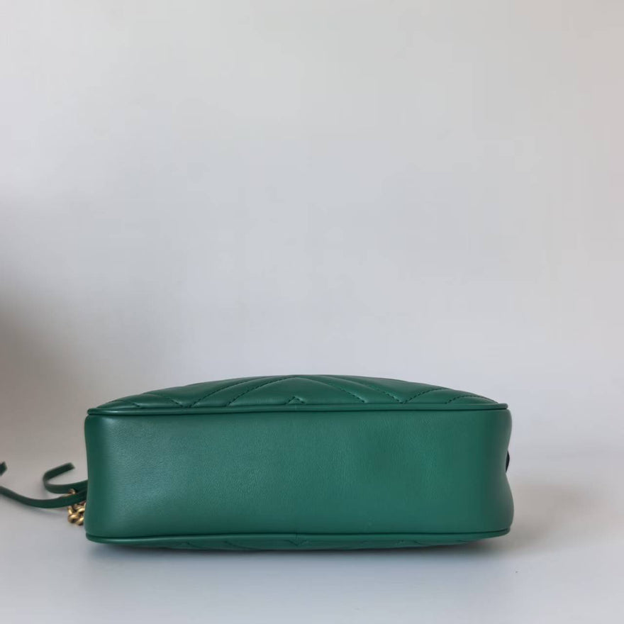 Gucci Marmont Small Green Leather Camera Bag - Preloved